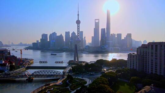 上海日出航拍镜头视频素材模板下载