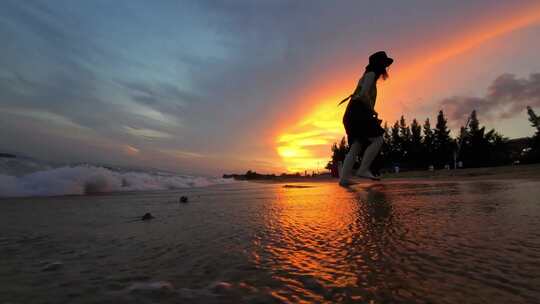 海边唯美夕阳海面日出