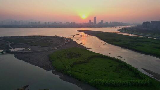 航拍厦门下潭尾湿地公园景观