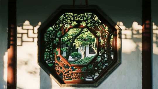 园林中式八角窗景观