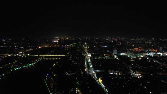 河南漯河城市大景夜景灯光航拍