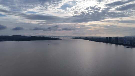 合集广东汕头海湾夕阳晚霞航拍