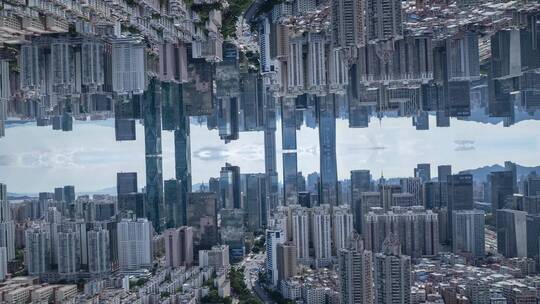 深圳城市盗梦空间镜像空镜视频