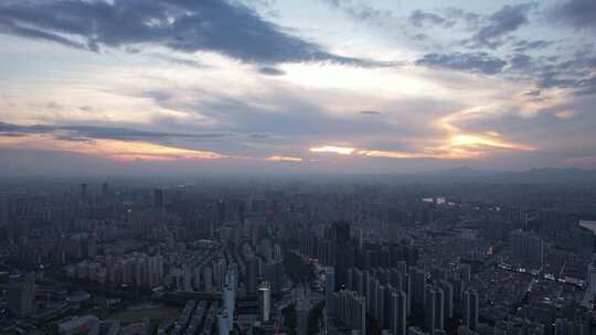 江西赣州城市晚霞夕阳西下晚霞航拍