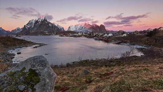 挪威，罗弗敦群岛，雪地，山脉