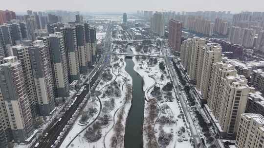 大雪中的街道-亳州涡阳-向阳河