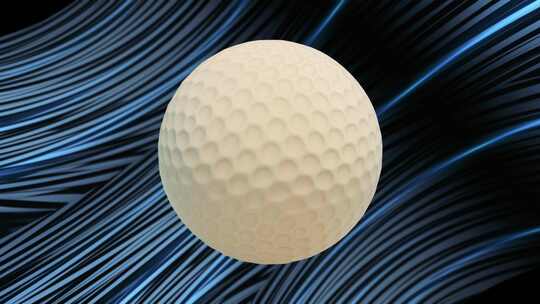 带蓝色样条的3D高尔夫球无缝循环背景