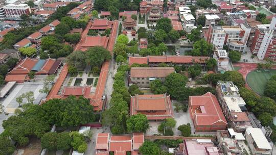 福建泉州古城承天禅寺历史文化古建筑航拍