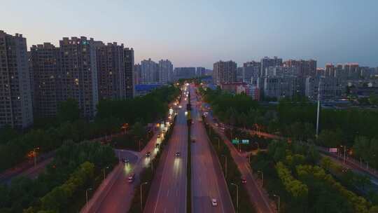 航拍城市风光道路交通夜景