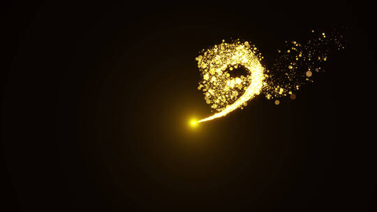 金色魔法粒子轨迹路径粒子转场动画3