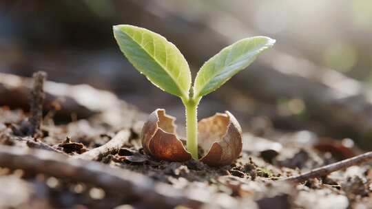 植树节嫩芽破土而出希望概念视频