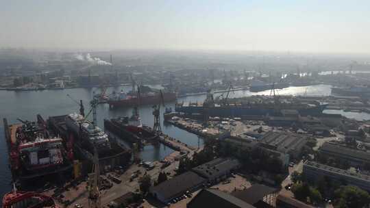 欧洲波兰格但斯克造船厂鸟瞰图
