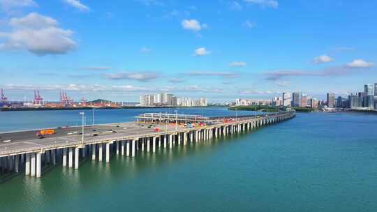 高空航拍深圳前海湾湾区之光