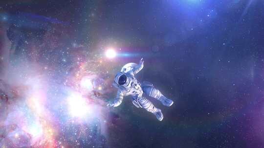 宇航员在太空中自由探索