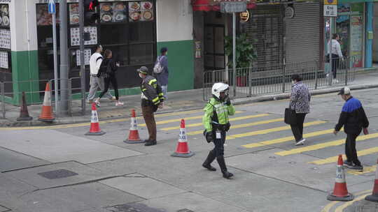 香港街景交警视频素材模板下载