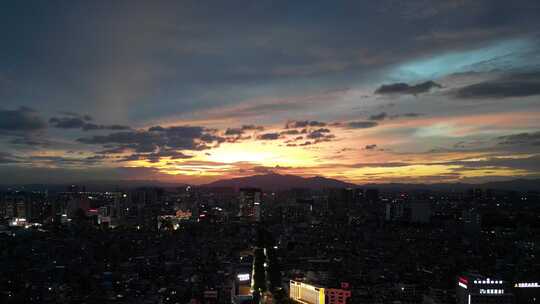 广西玉林夜景玉林城市建设航拍