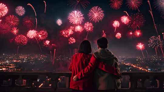 春节烟花爆竹灯笼新春快乐过年气氛动画合集