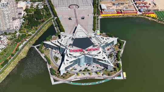 滨州市国际会展中心航拍视频素材模板下载