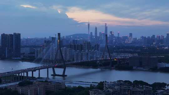 广州番禺大桥夜景航拍