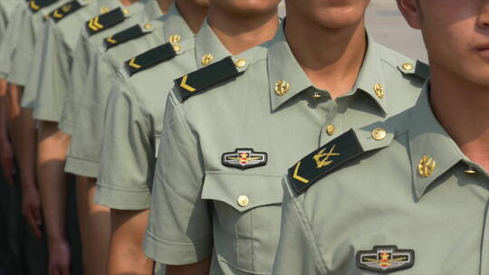 视频合辑 陆军军人列队 肩章 帽徽特写视频素材模板下载