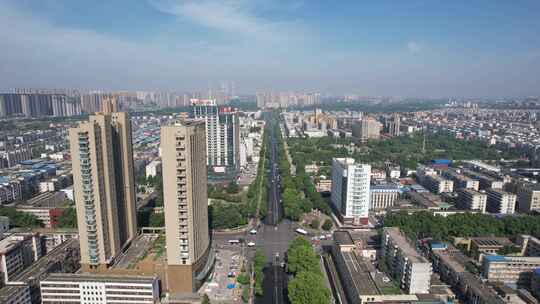 河南平顶山建设路城市大道航拍