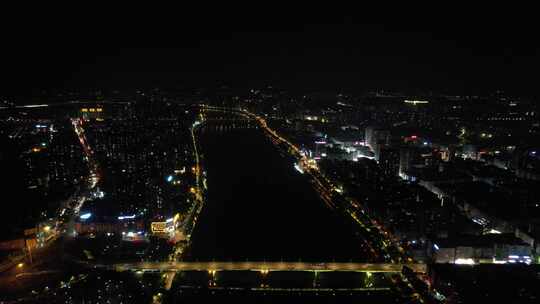 湖南衡阳城市夜景灯光航拍