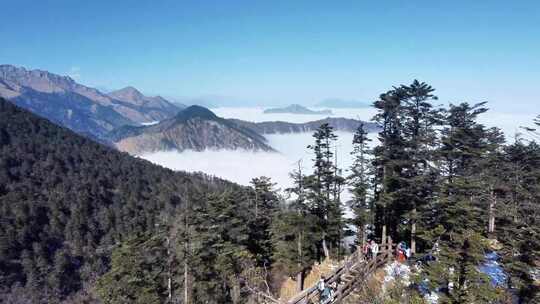 西岭雪山 雪景 大雪覆盖的自然风光 航拍