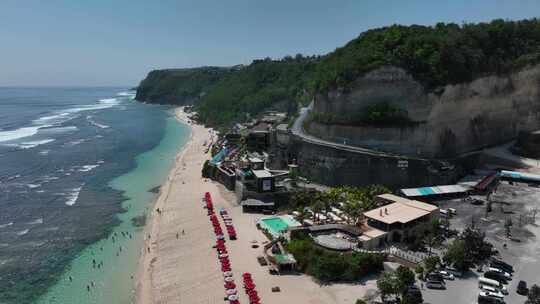 HDR印尼巴厘岛Melasti海滩自然风光航拍视频素材模板下载