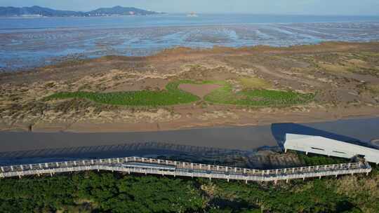 航拍福州闽江河口湿地公园视频素材模板下载