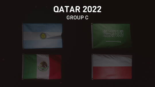 足球世界杯C组球队旗帜视频素材模板下载