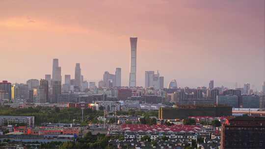 北京国贸日落夜景