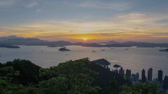 香港夏力道西高山海岛黄昏日落延时