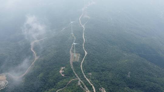 航拍福建江口风电风景4K实拍视频