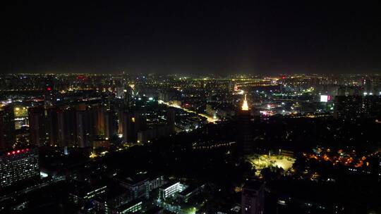 江苏常州天宁禅寺夜景航拍