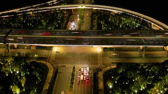 杭州萧山区市心路互通立交桥高架桥夜景延时