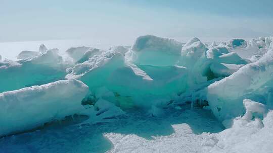新疆博尔塔拉州 赛里木湖 冰推
