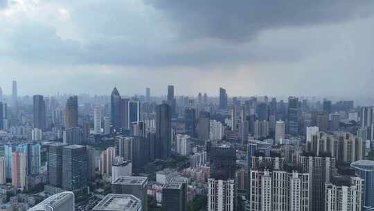 湖北武汉城市暴雨来临乌云密布航拍