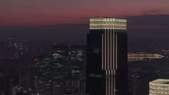沈阳华强财富大厦 黄昏航拍灰片