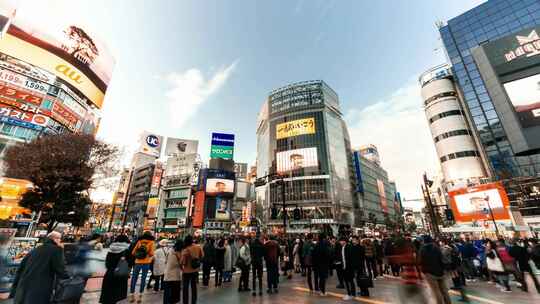 涩谷十字路口人潮涌动城市街道生活_4K