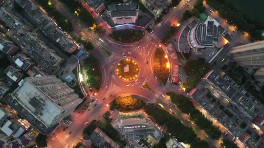 福建南安溪美夜景郑成功车流转盘交通航拍视频素材模板下载