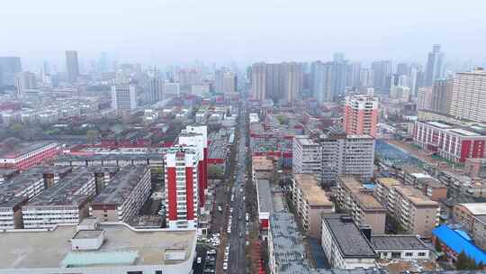 航拍太原人行天桥和市景