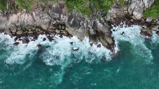 泰国普吉岛热带雨林海岸线自然风光航拍