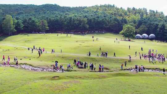 黑龙江伊春飞鹤金山鹿苑风景航拍