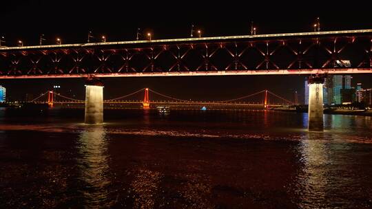 武汉长江大桥穿桥同框鹦鹉洲长江大桥航拍