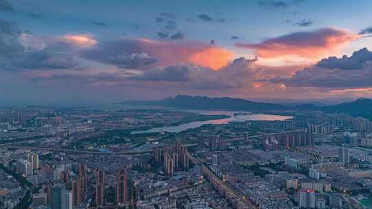 昆明城市风光航拍延时