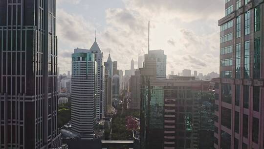 上海商业圈建筑风光航拍香港广场