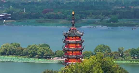 江苏镇江市金山寺风光航拍