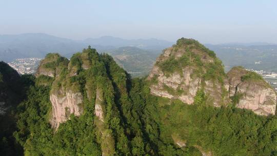 航拍浙江绍兴新昌县穿岩十九峰