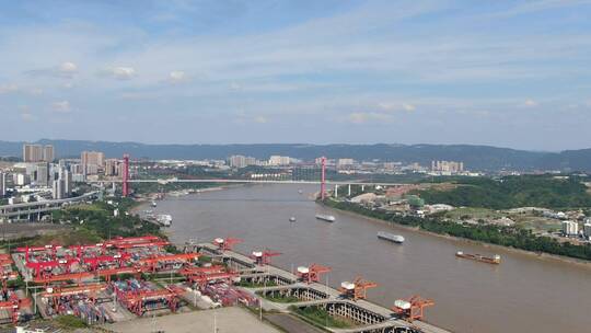 中国重庆城市风光航拍4K重庆码头视频素材模板下载