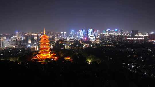 佛山魁星阁千灯湖夜景视频素材模板下载